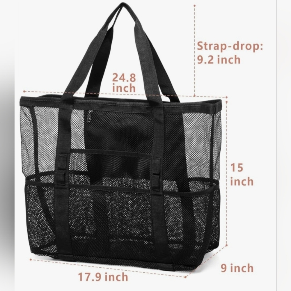 Black Mesh Beach Bag Tote.  New With Out Tags.